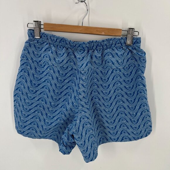 Patagonia Women's S Blue Dotted Wave Print Baggies Shorts Elastic Drawstring - Picture 2 of 12